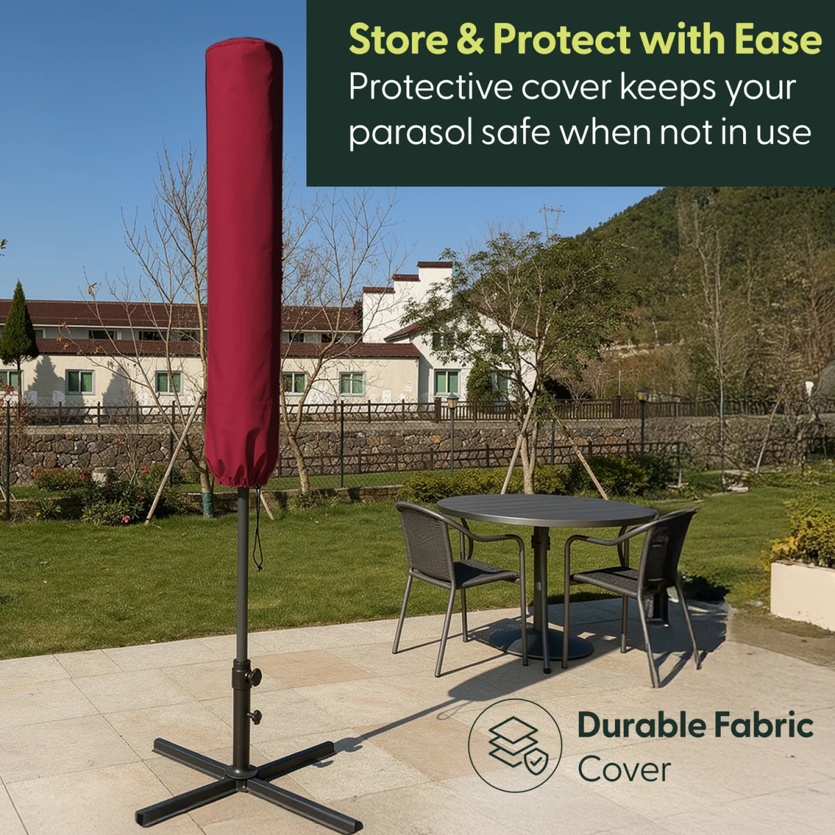 Keplin 3M Cantilever Garden Parasol with Cover – 6 Ribs, 180GSM – image 9
