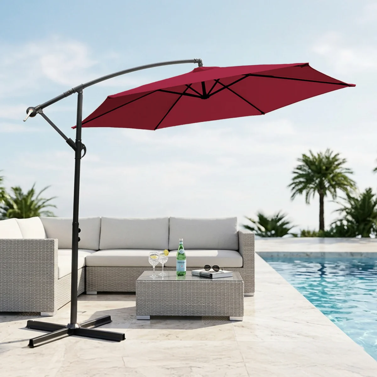 Keplin 3M Cantilever Garden Parasol with Cover – 6 Ribs, 180GSM – image 10