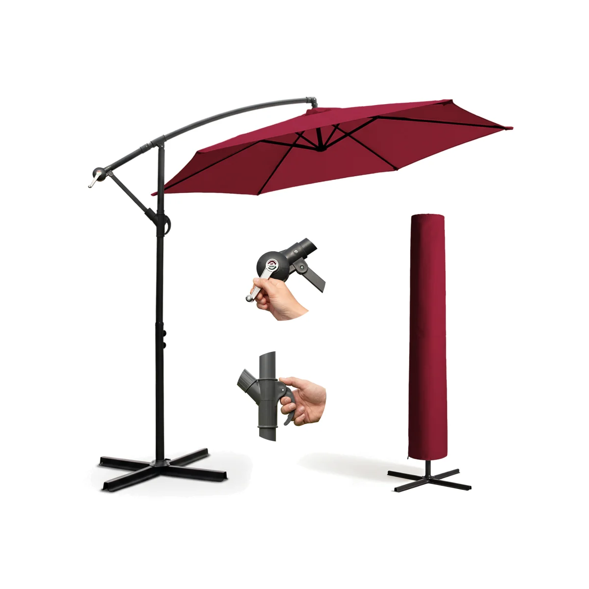 Keplin 3M Cantilever Garden Parasol with Cover – 6 Ribs, 180GSM – image 1