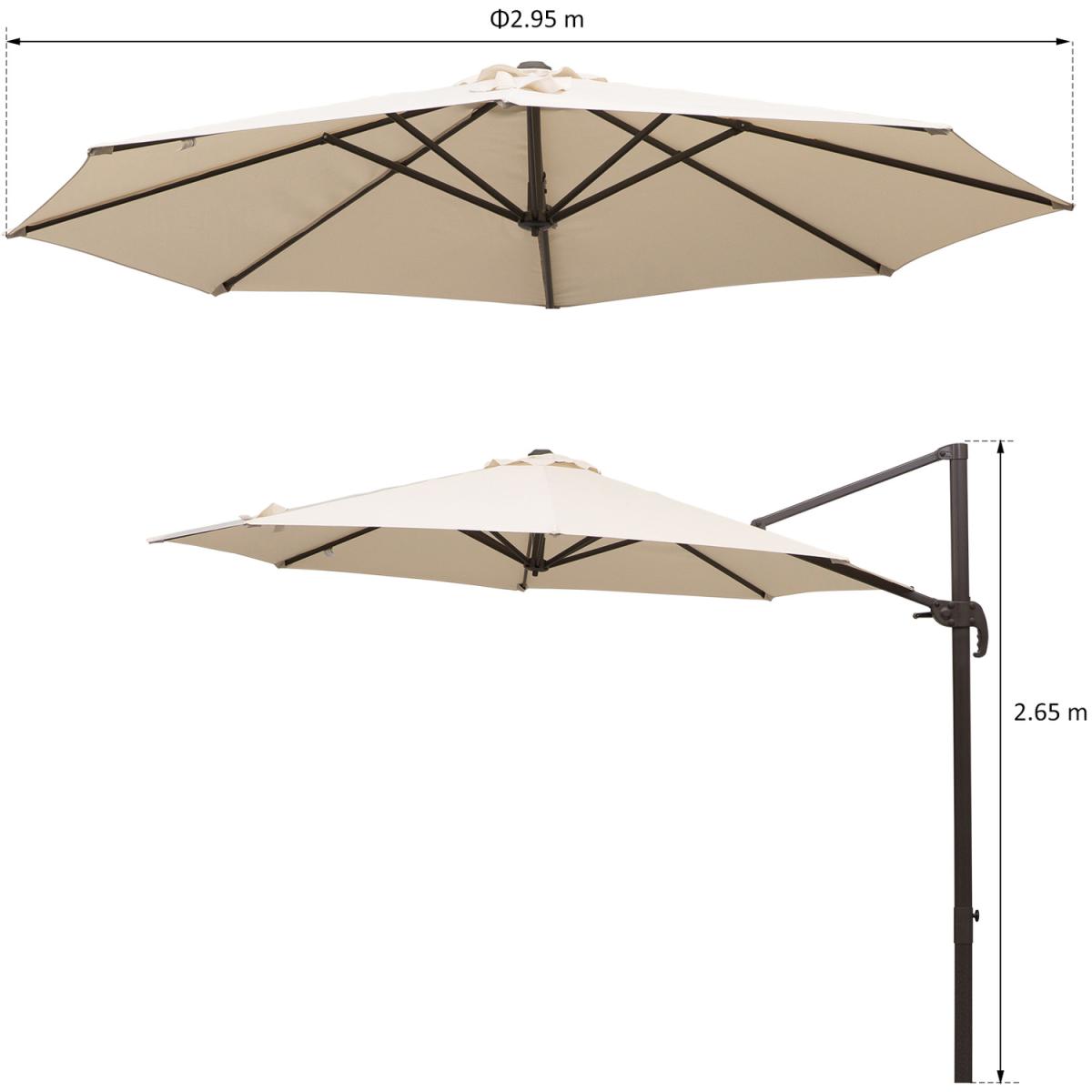3M Roma Cantilever Hanging Parasol - Beige – image 9