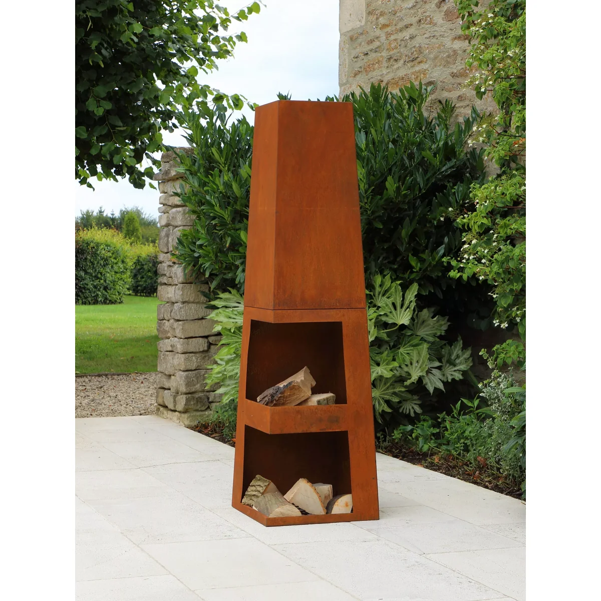 LG Outdoor Casa Mia Tempo Chiminea BBQ Firepit, Corten Steel – image 2