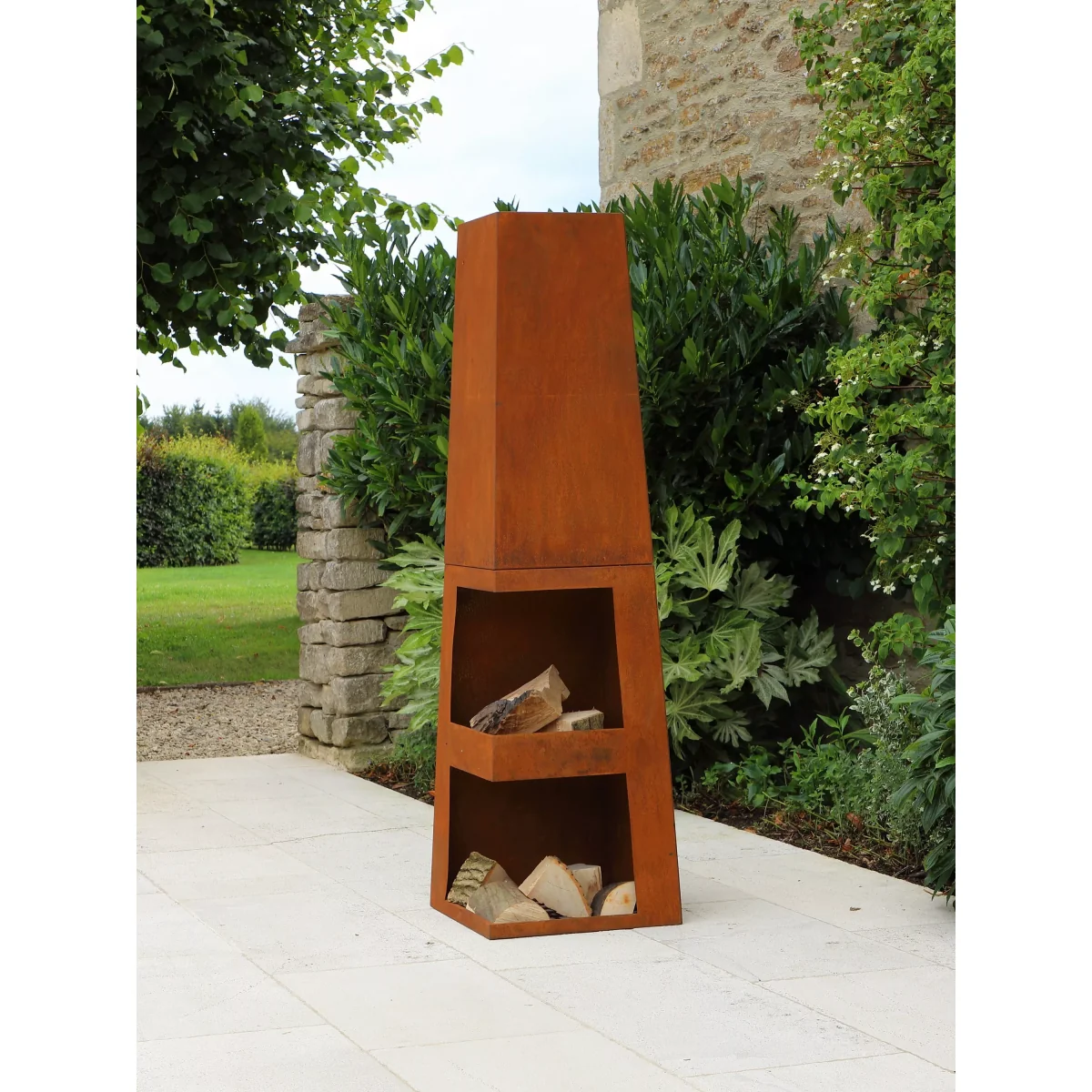 LG Outdoor Casa Mia Tempo Chiminea BBQ Firepit, Corten Steel – image 3
