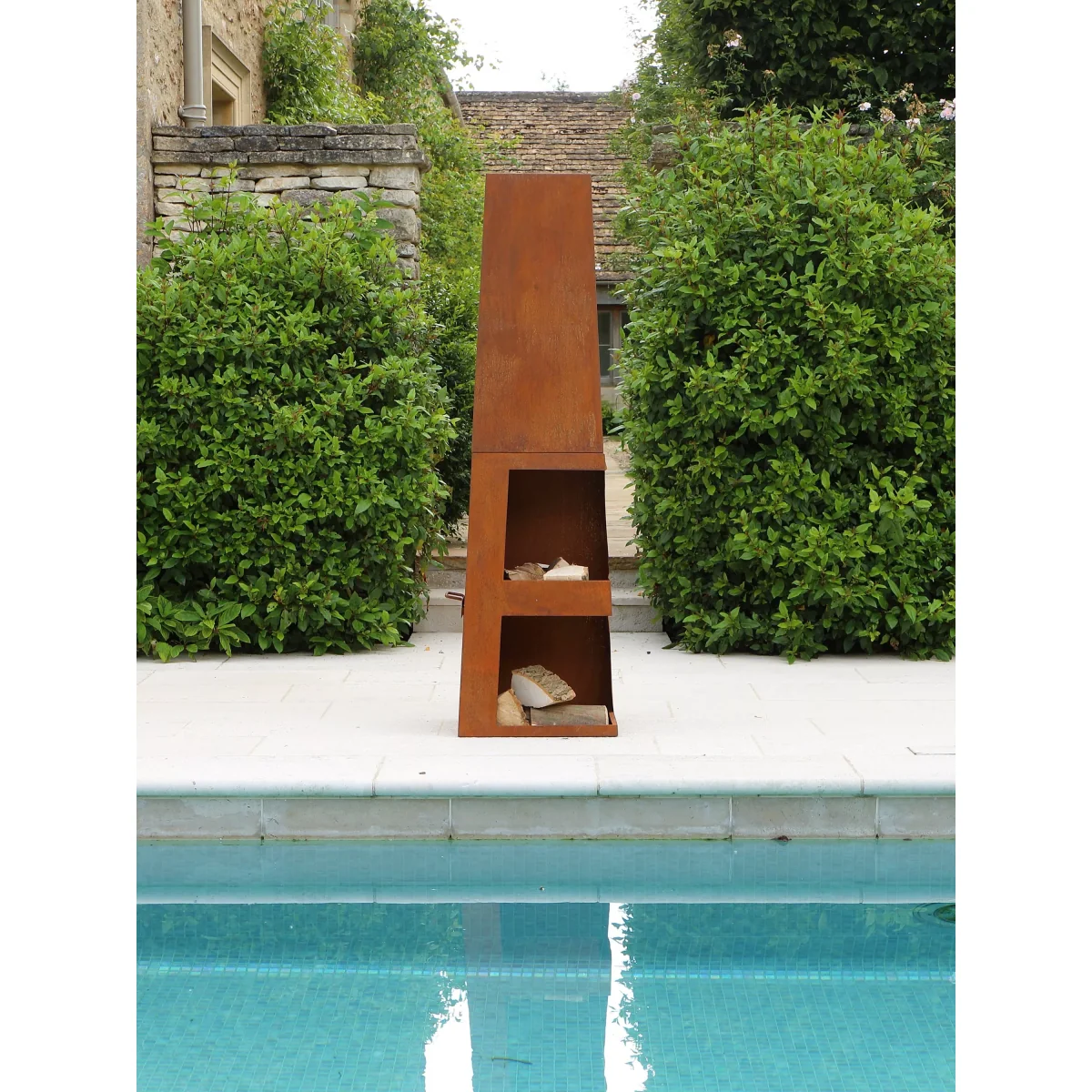 LG Outdoor Casa Mia Tempo Chiminea BBQ Firepit, Corten Steel – image 4