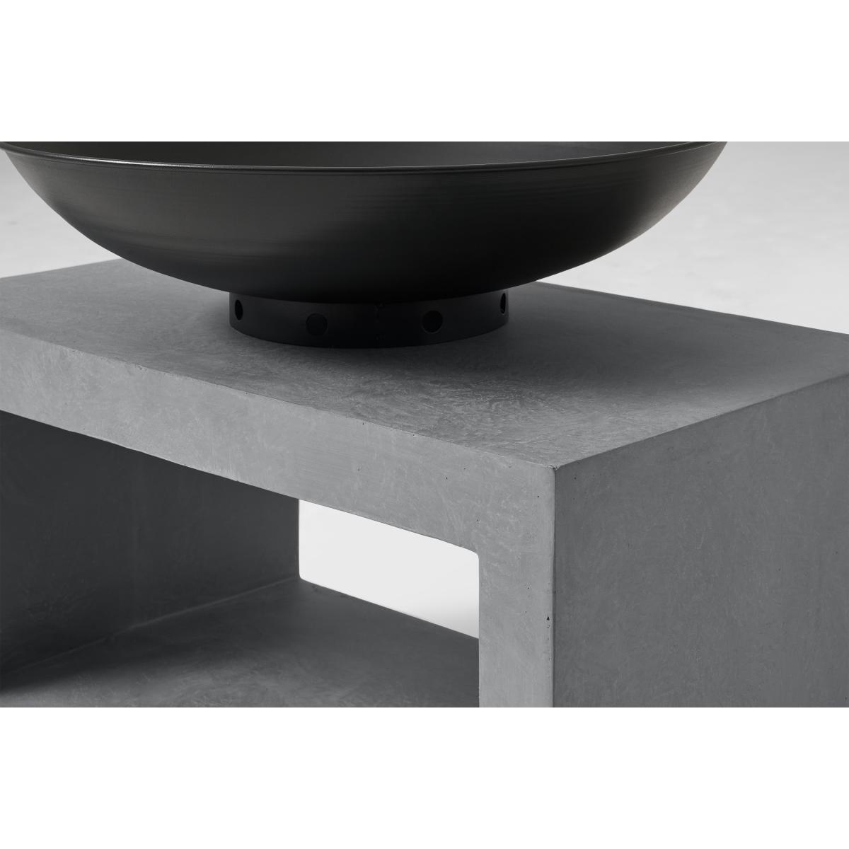Outdoor Fire Pit with Rectangular Base, Black & Cement – image 5