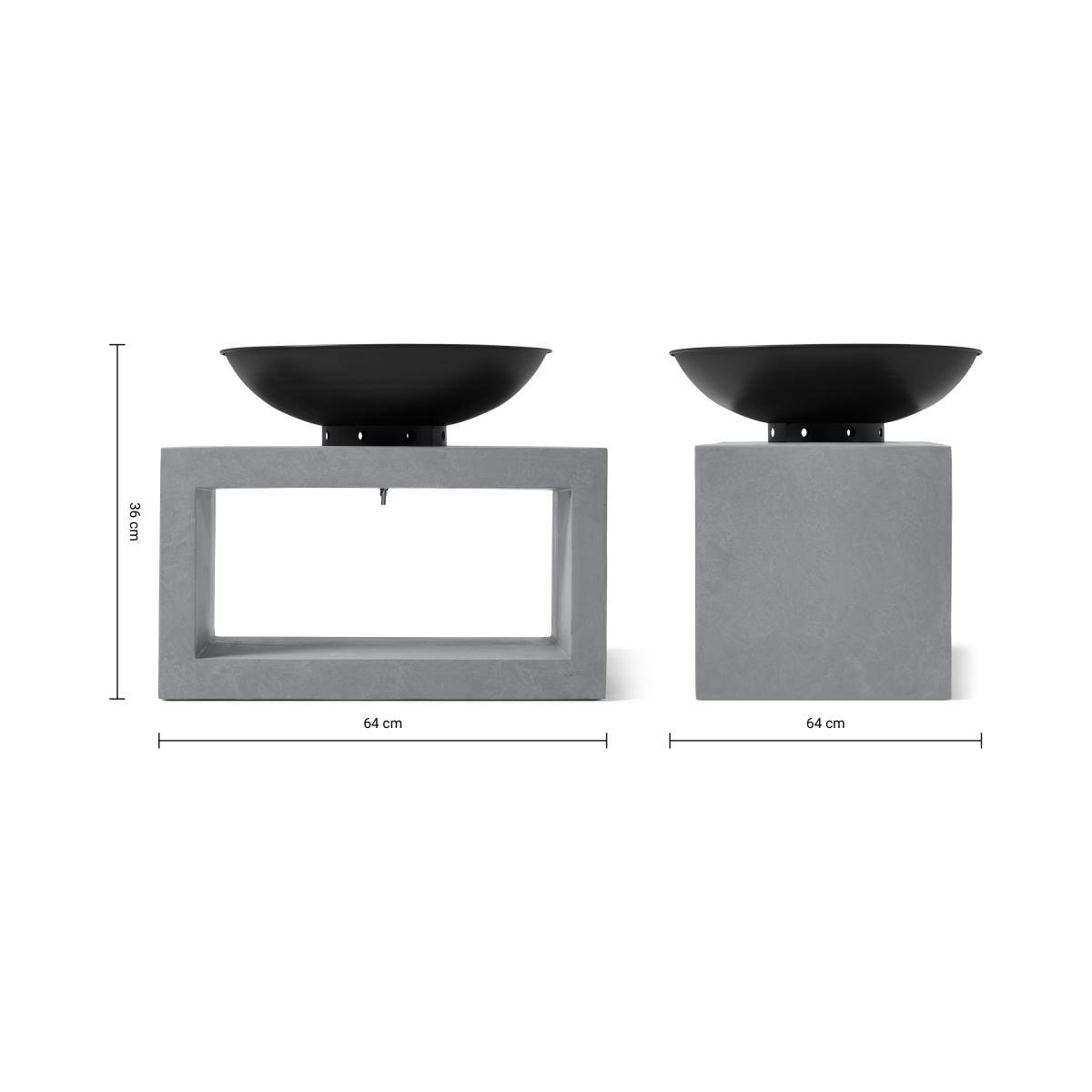 Outdoor Fire Pit with Rectangular Base, Black & Cement – image 7