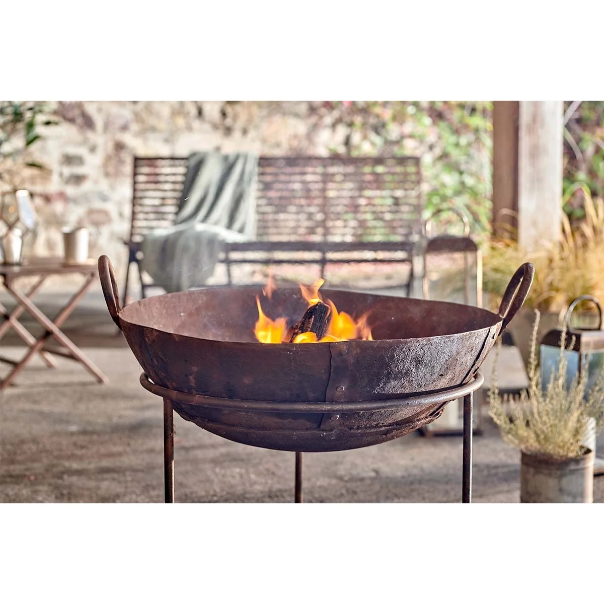 Nkuku Reclaimed Fire Pit Kadai | Outdoor Living | Iron | Small - Approx 55 x 50- 60 cm (Diameter) – image 3