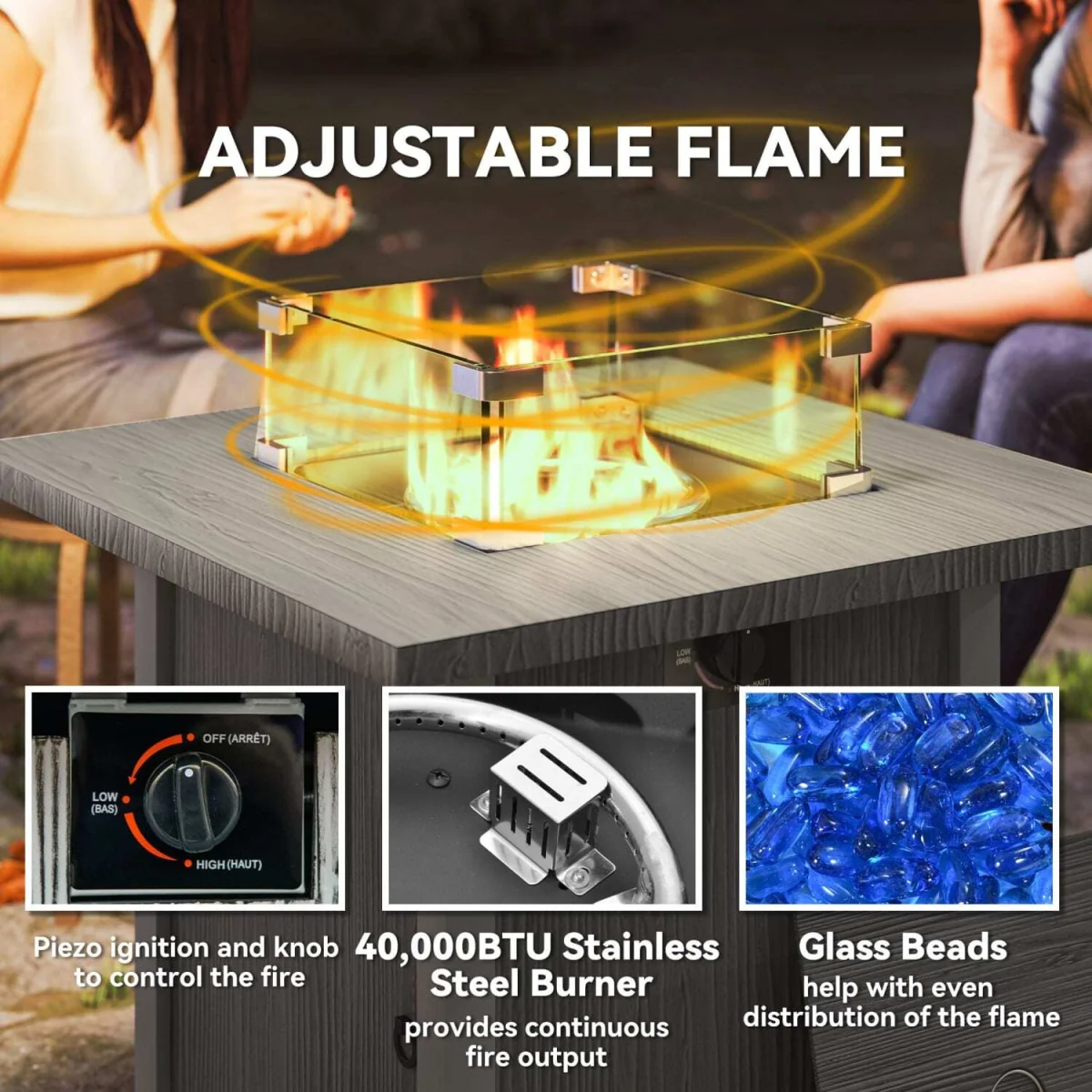 Lenefa Steel Grey Wood Effect Outdoor Gas Fire Pit Table – image 6