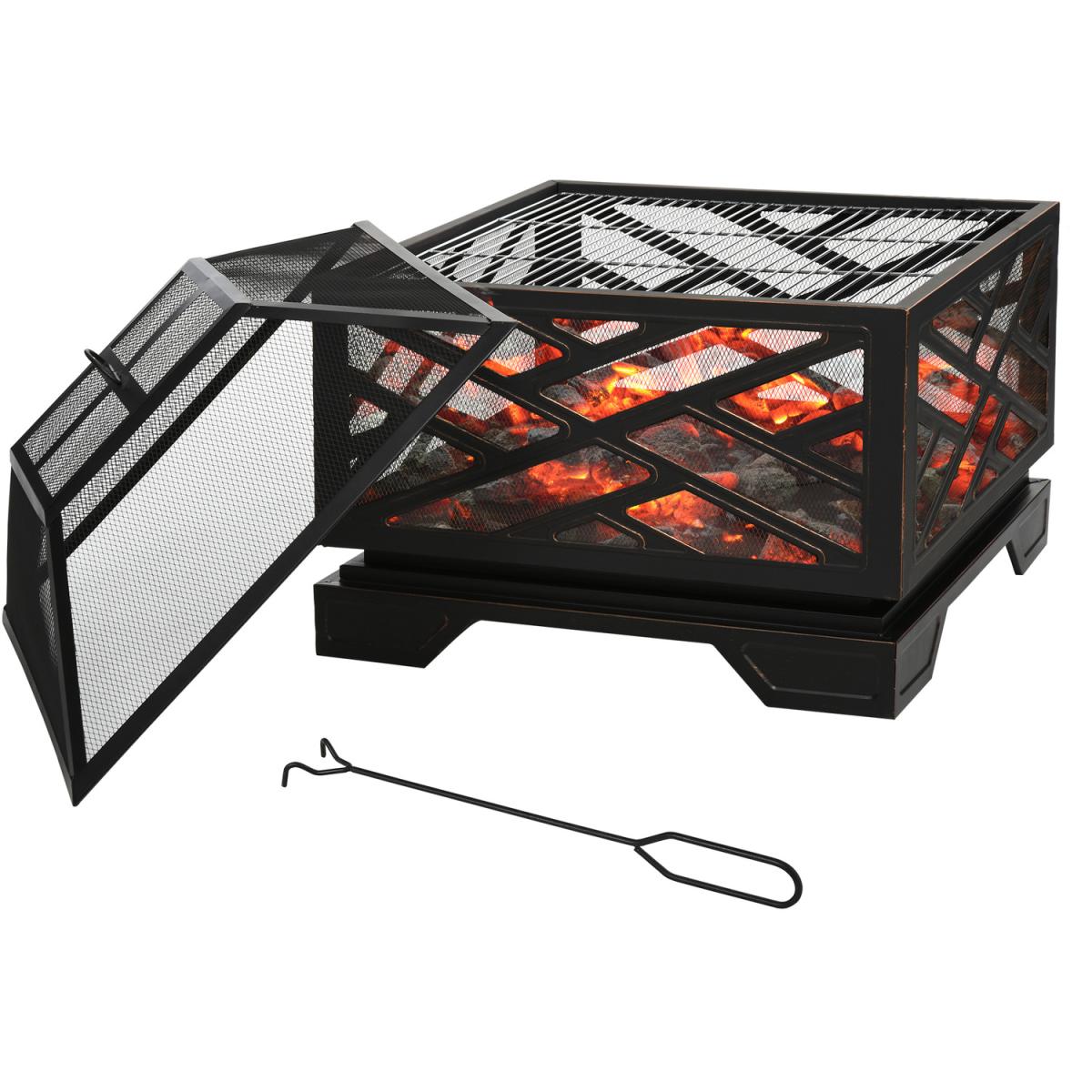 Square Fire Pit Patio Metal Brazier - Black – image 5