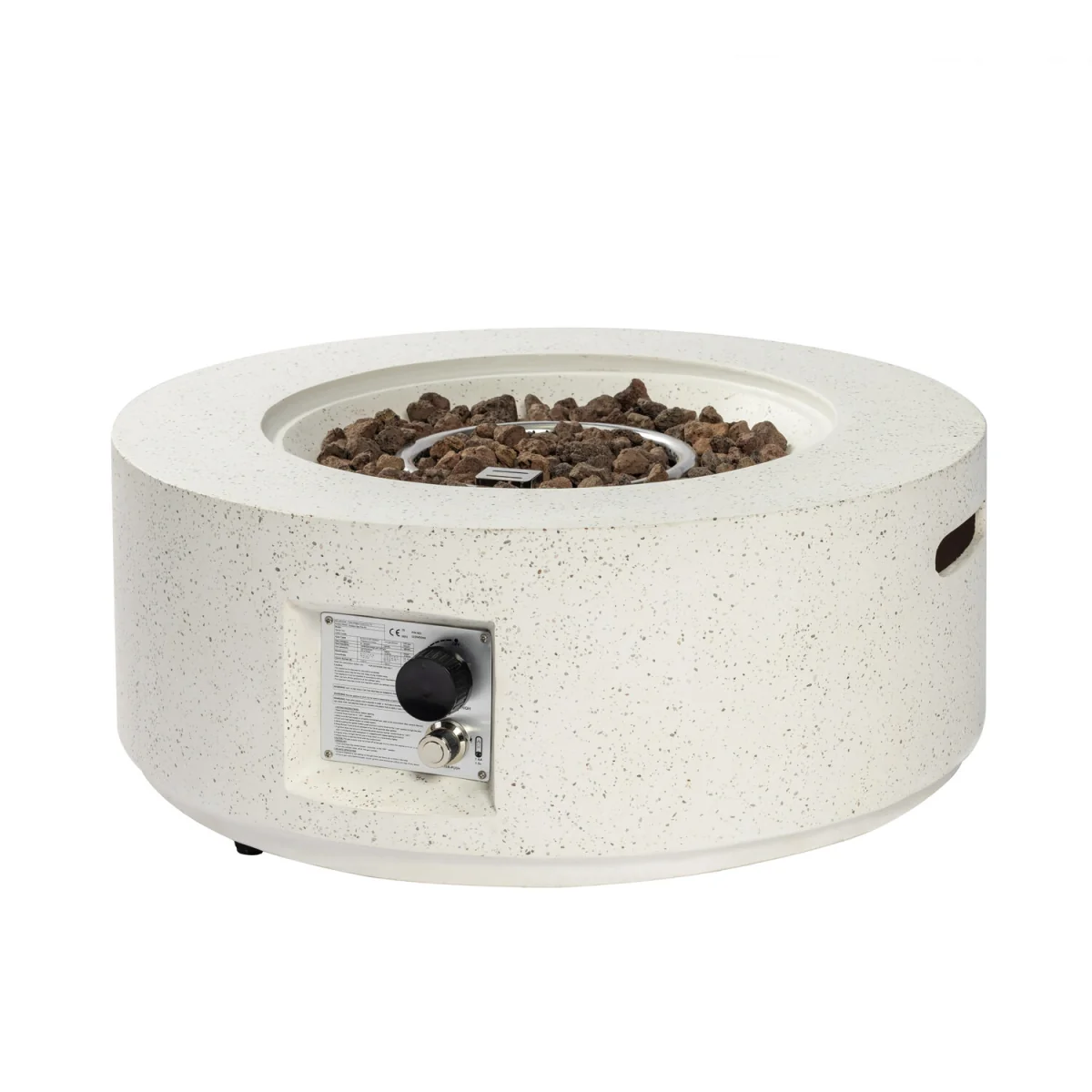 28" Round Propane Gas Fire Pit Table with Cover - Ivory – image 3