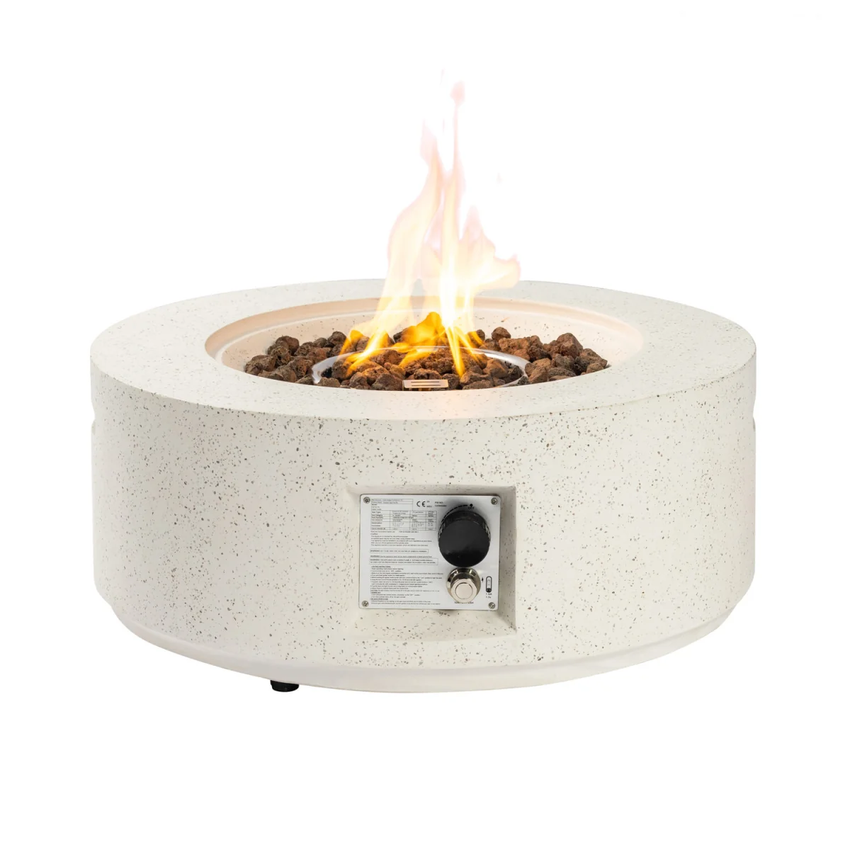 28" Round Propane Gas Fire Pit Table with Cover - Ivory – image 4