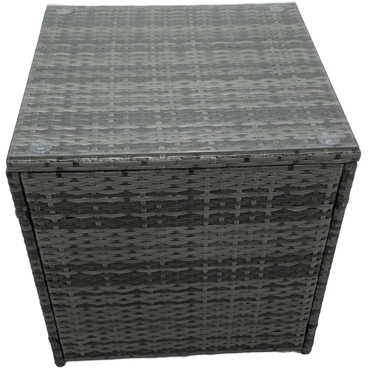 Fimous Rattan Garden Furniture 7-Seater Firepit Dining Set with Side Table and 2 Footstools. - Dark grey mixed rattan with dark grey fabric – image 2