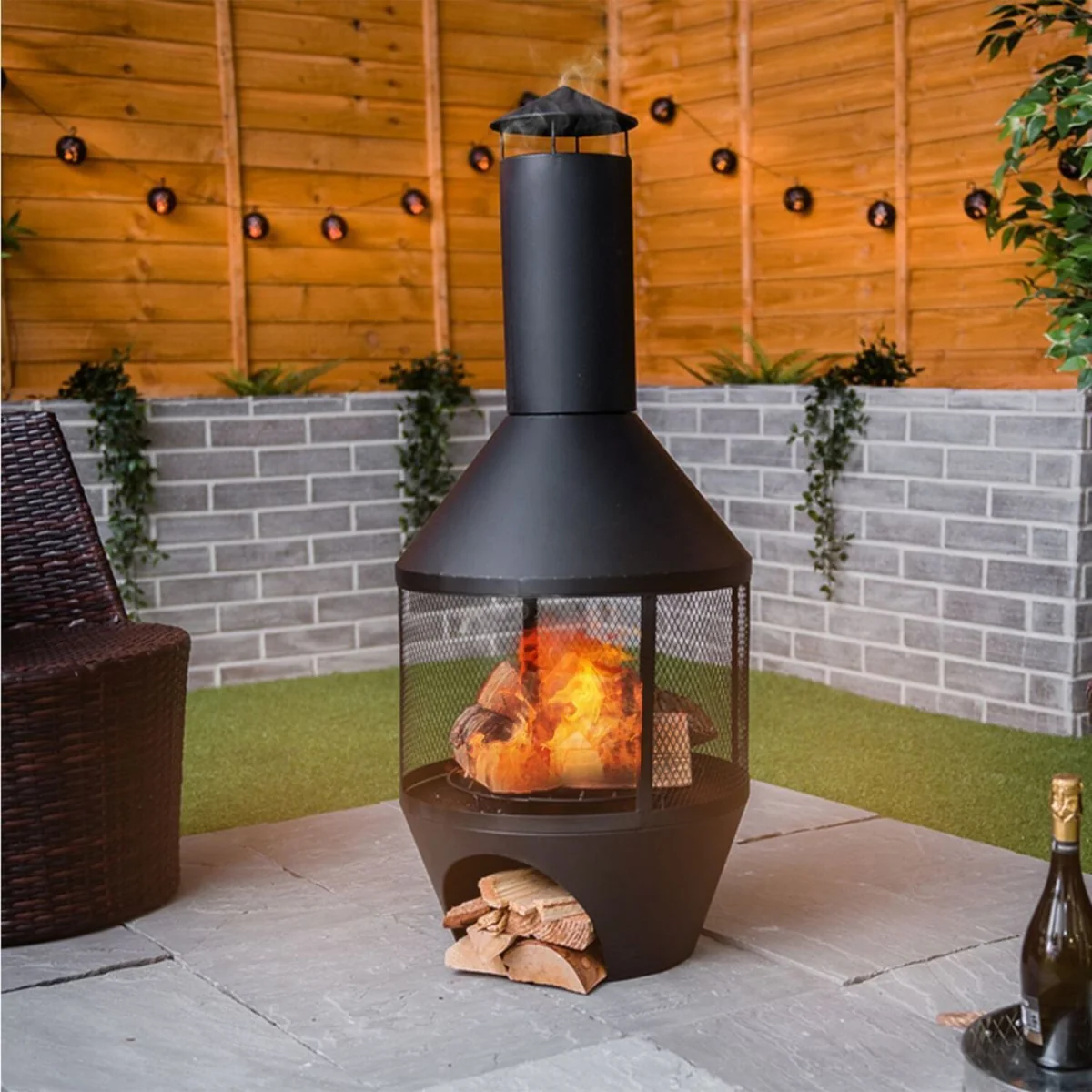 Chimenea Large Fire Pit - Black