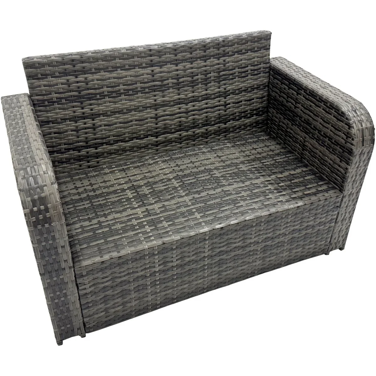 Fimous 6-seater Patio Gas Firepit Dining Set with 2 Side Tables and 2 Small Stools. - Dark Grey Mixed – image 4