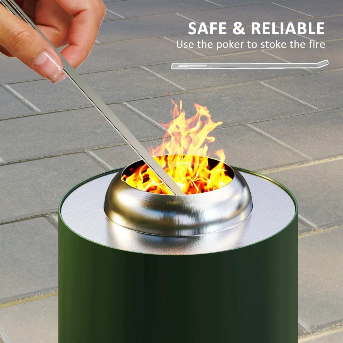 Balatti Small Stainless Steel Green Tabletop Smokeless Fire Pit – image 8