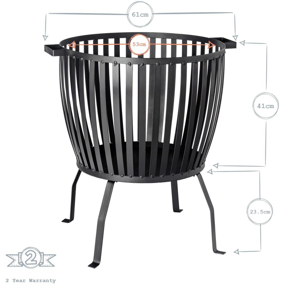 Steel Brazier Fire Basket Firepit - Black – image 4