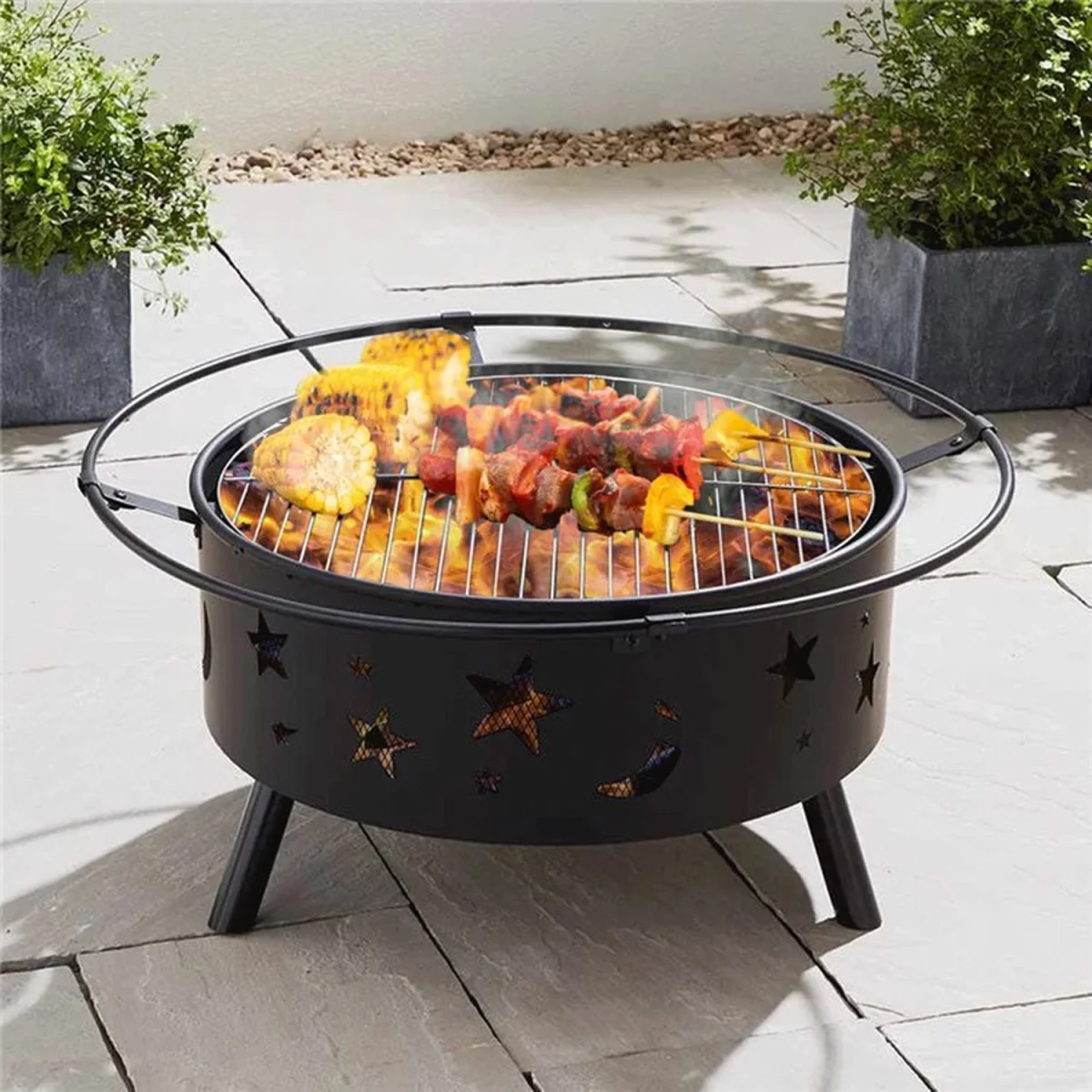 Astral 2-in-1 Fire Pit with BBQ with Spark Guard Poker - Black – image 2