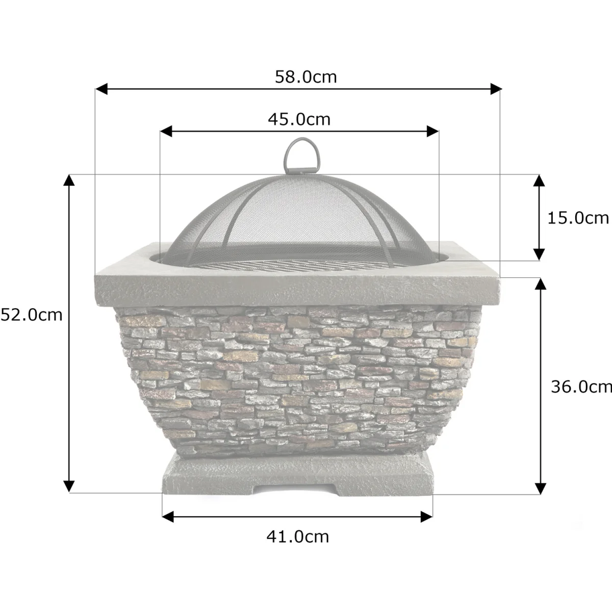 TONTERIA Garden and Patio Fire Pit and BBQ with Eco Stone Finish - Brown – image 9