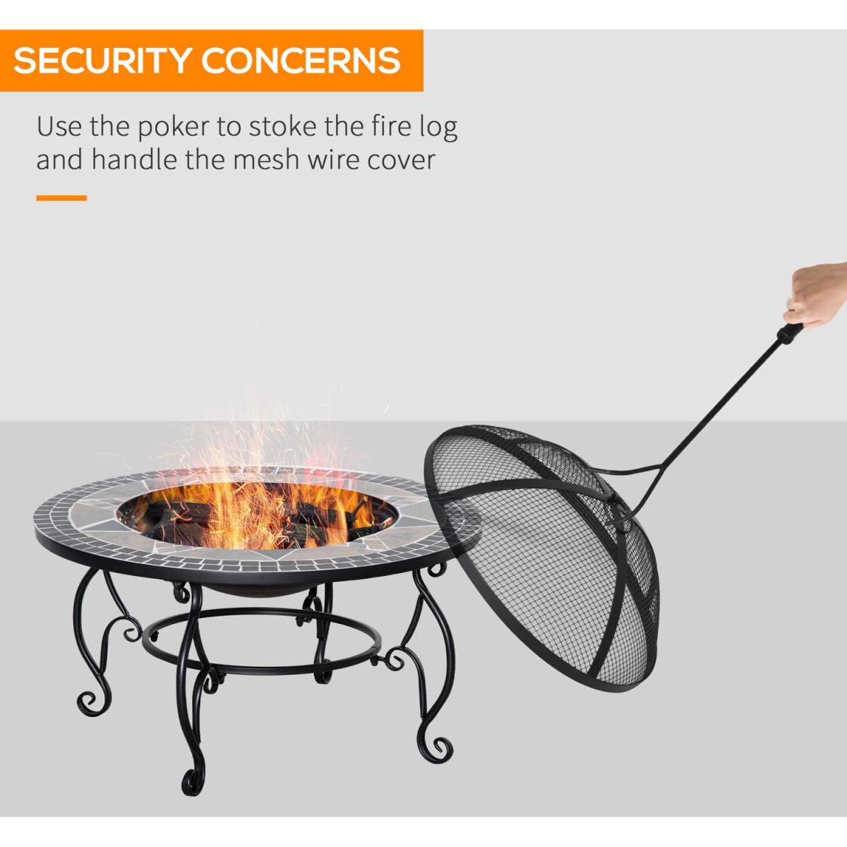 Outdoor 80cm Fire Pit Patio Heater with Grill Cooking Grate - Black – image 4