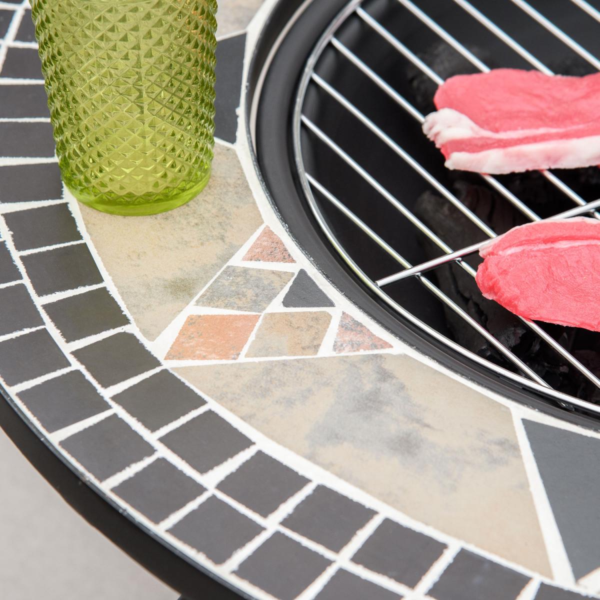 Outdoor 80cm Fire Pit Patio Heater with Grill Cooking Grate - Black – image 6