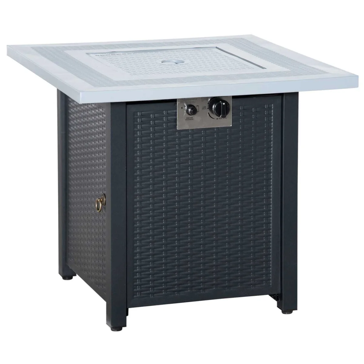 Elmosu Square Gas Fire Pit Table - Black and Grey – image 3