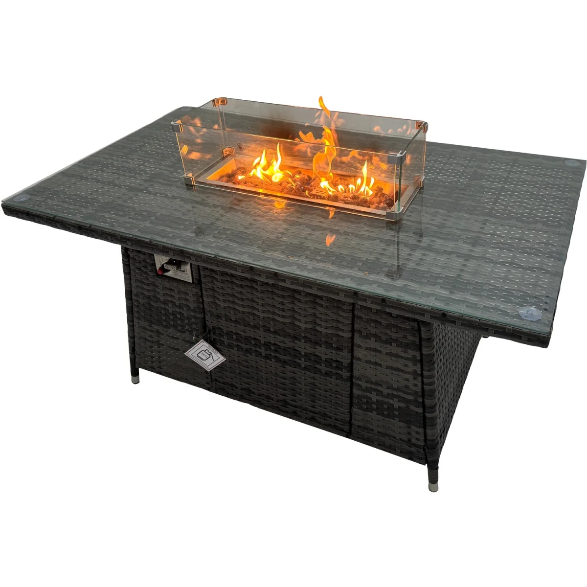 Rattan Gas Fire Pit Corner Dining Set Chair Stool – image 4