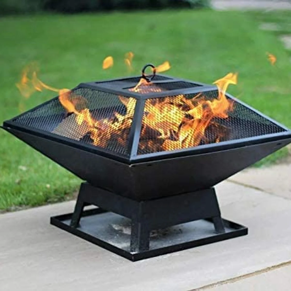 Square Fire Pit BBQ Grill - Black – image 2