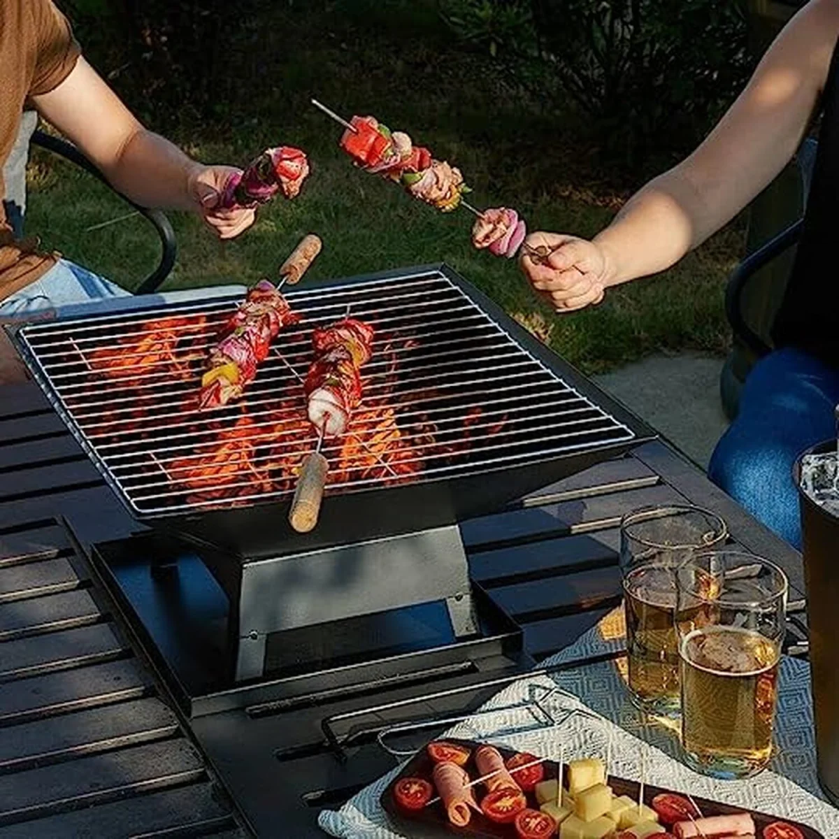 Square Fire Pit BBQ Grill - Black – image 5