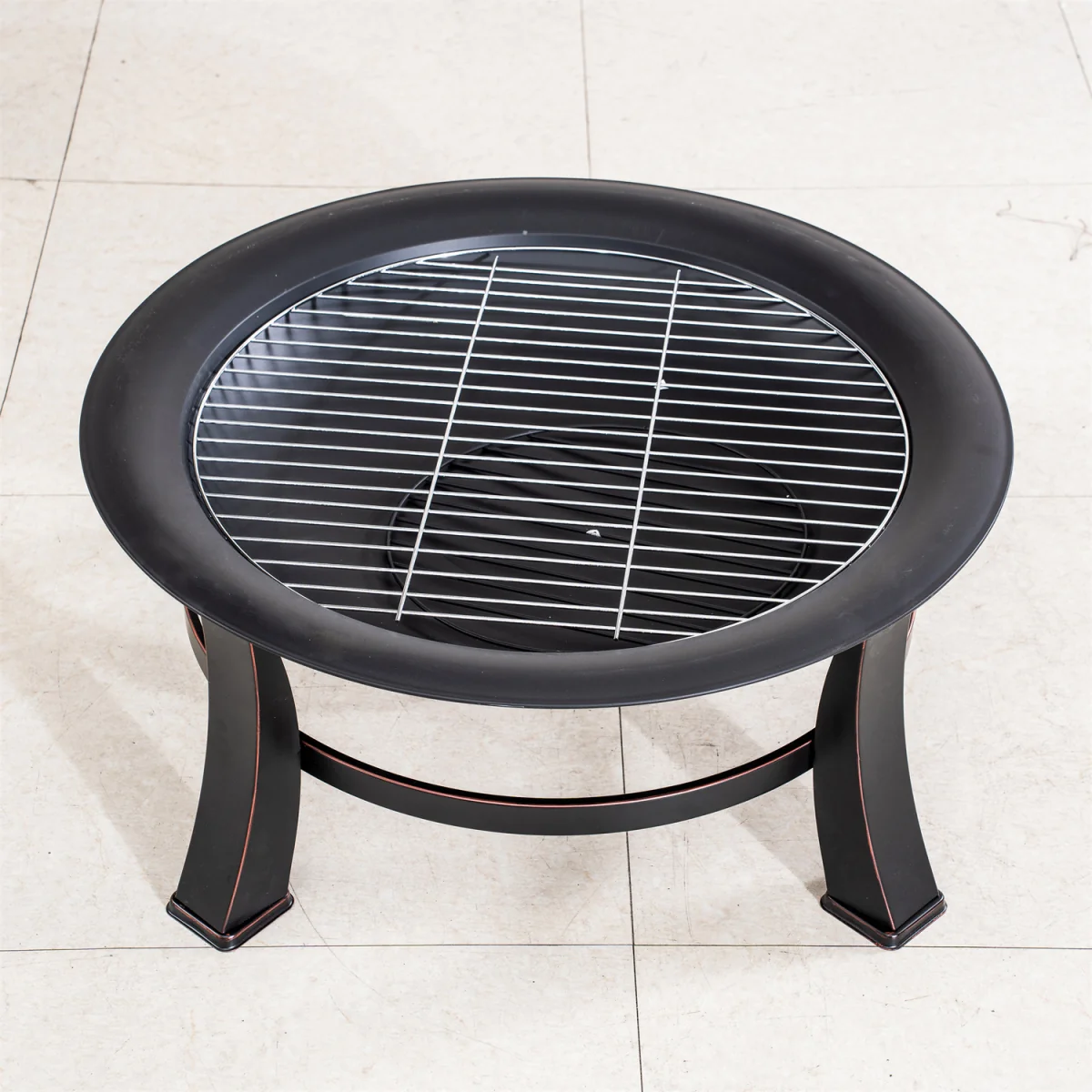 Abrihome 83cm Steel Fire Pit with BBQ Grill - Powder-Coated, Rust-Resistant - Black – image 9