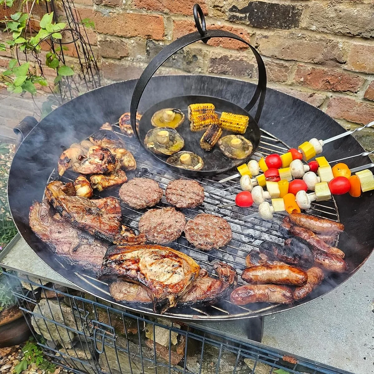 BBQ Fire Pit Kadai Steel Karai Bowl - Brown / 9.4kg – image 5