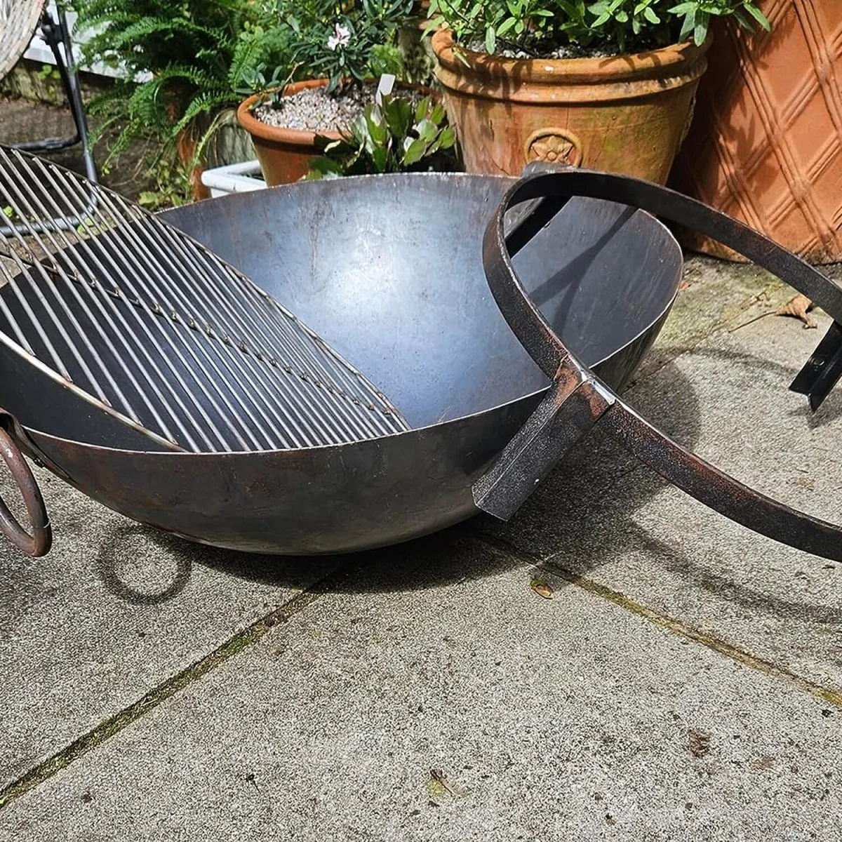 BBQ Fire Pit Kadai Steel Karai Bowl - Brown / 9.4kg – image 6