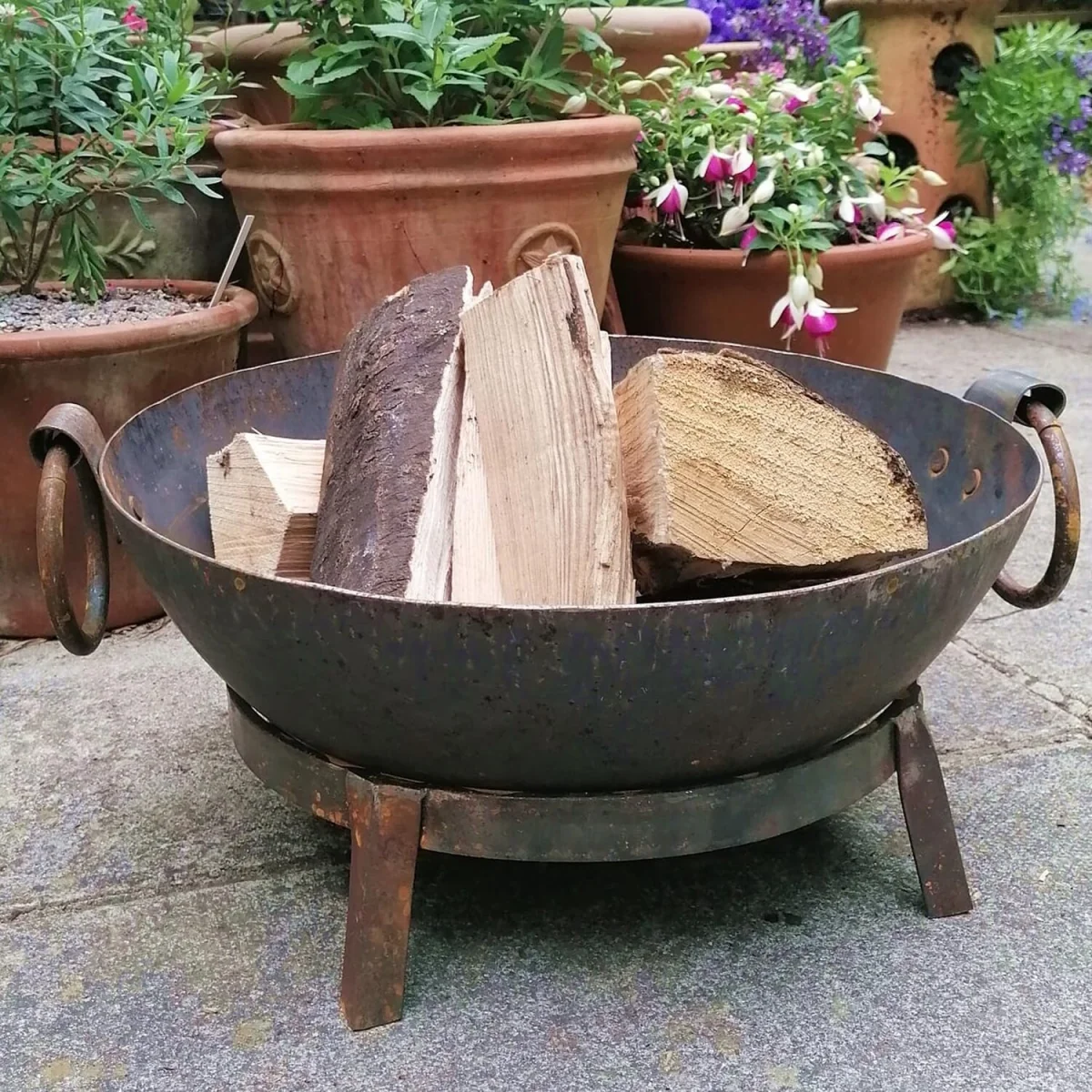 BBQ Fire Pit Kadai Steel Karai Bowl - Brown / 9.4kg – image 1
