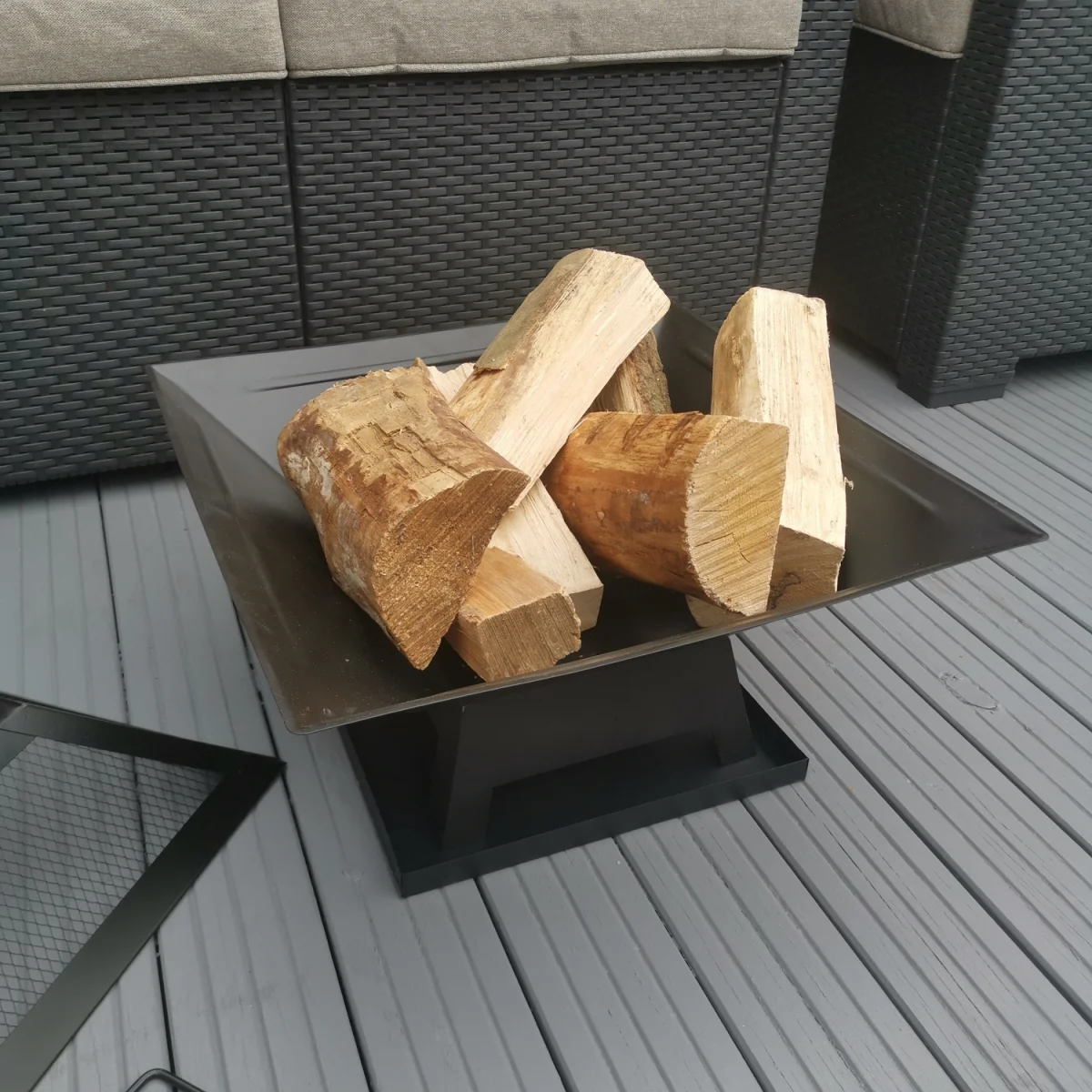 Redwood Outdoor Garden Square Fire Pit Heater with BBQ Grill - Black – image 4