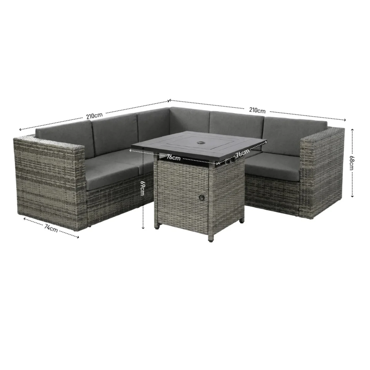 Ascot Fire Pit Garden Set Grey - Grey – image 13