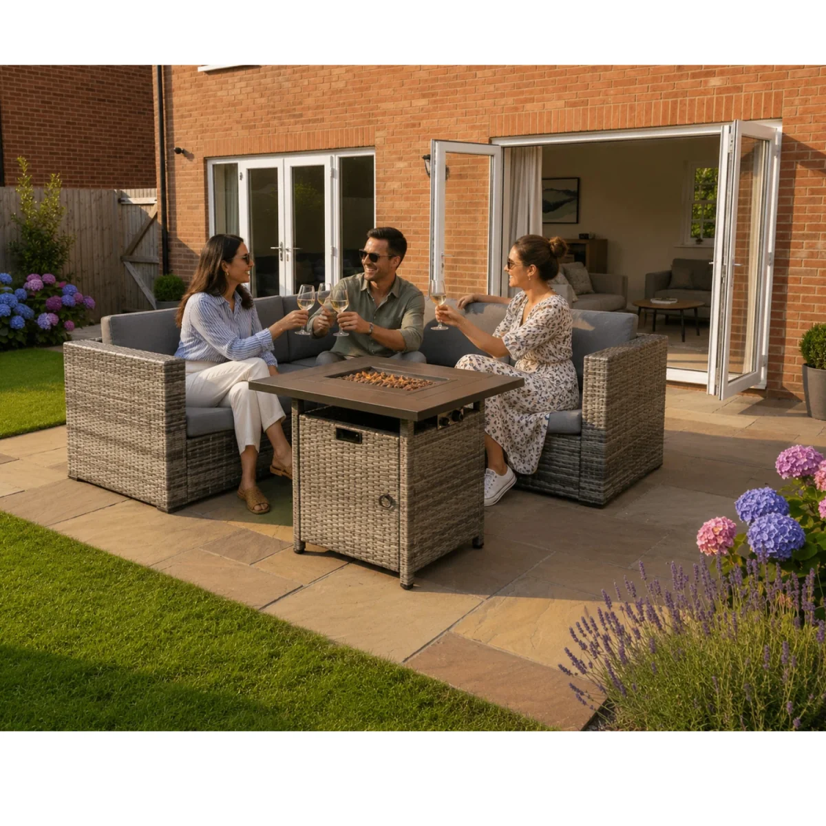 Ascot Fire Pit Garden Set Grey - Grey – image 3