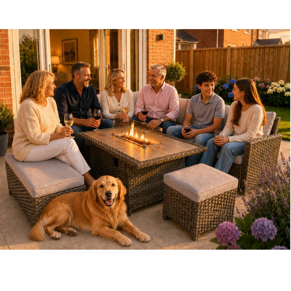 The Rosea Grey 9 Seat Corner Gas Firepit Rattan Dining Set - Grey – image 4