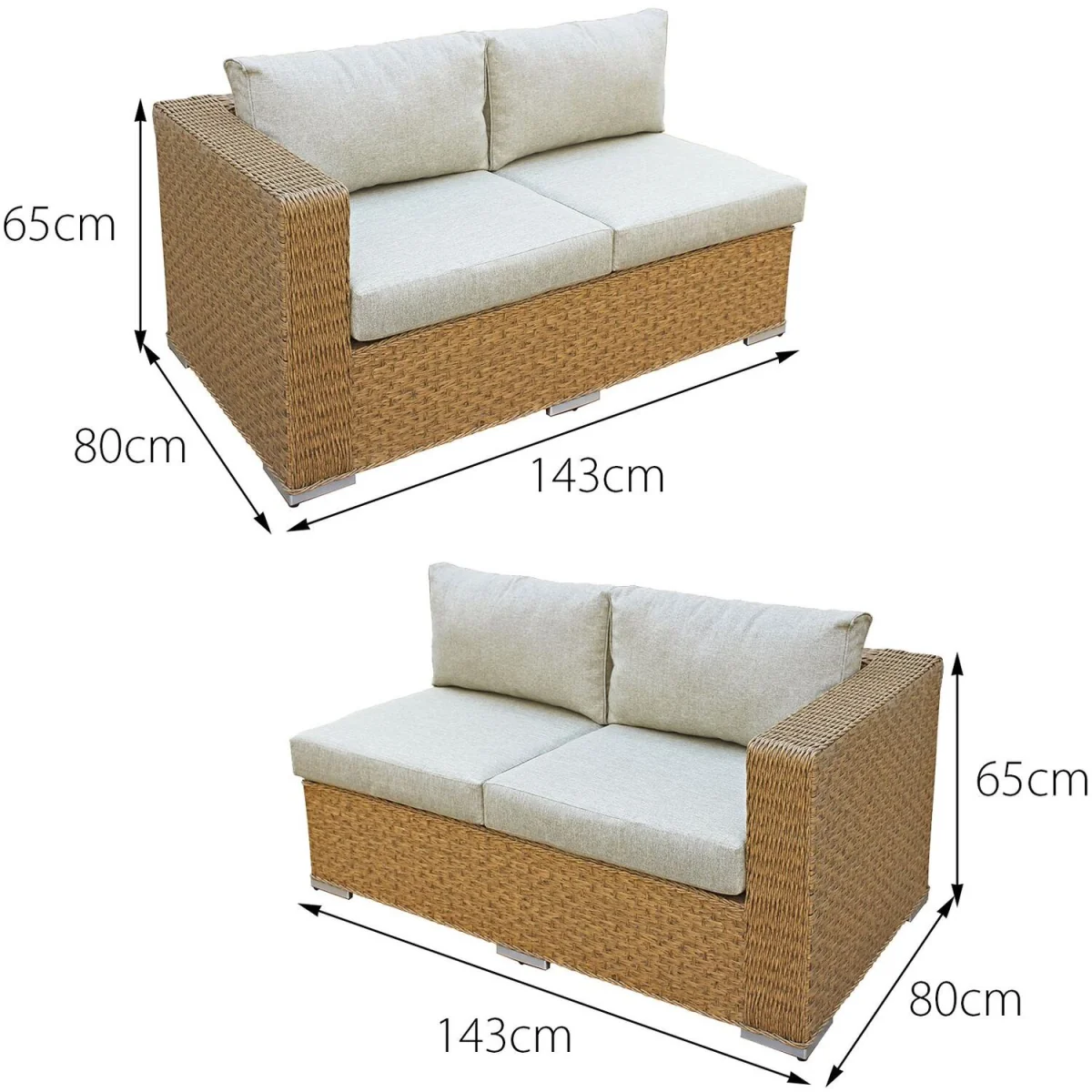 Oseasons Buxton Rattan 9 Seat Rising Firepit Corner Set in Mixed Brown with Taupe Cushions - Mixed Brown – image 6