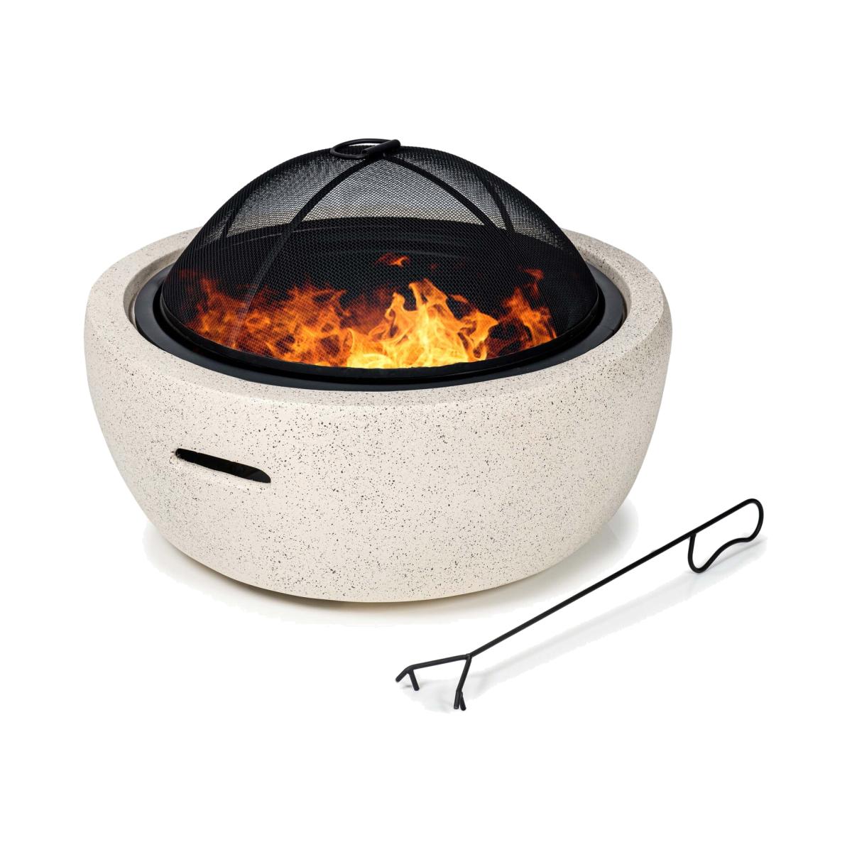 MgO Round Natural Stone Effect Fire Pit Log Burner - Natural – image 1