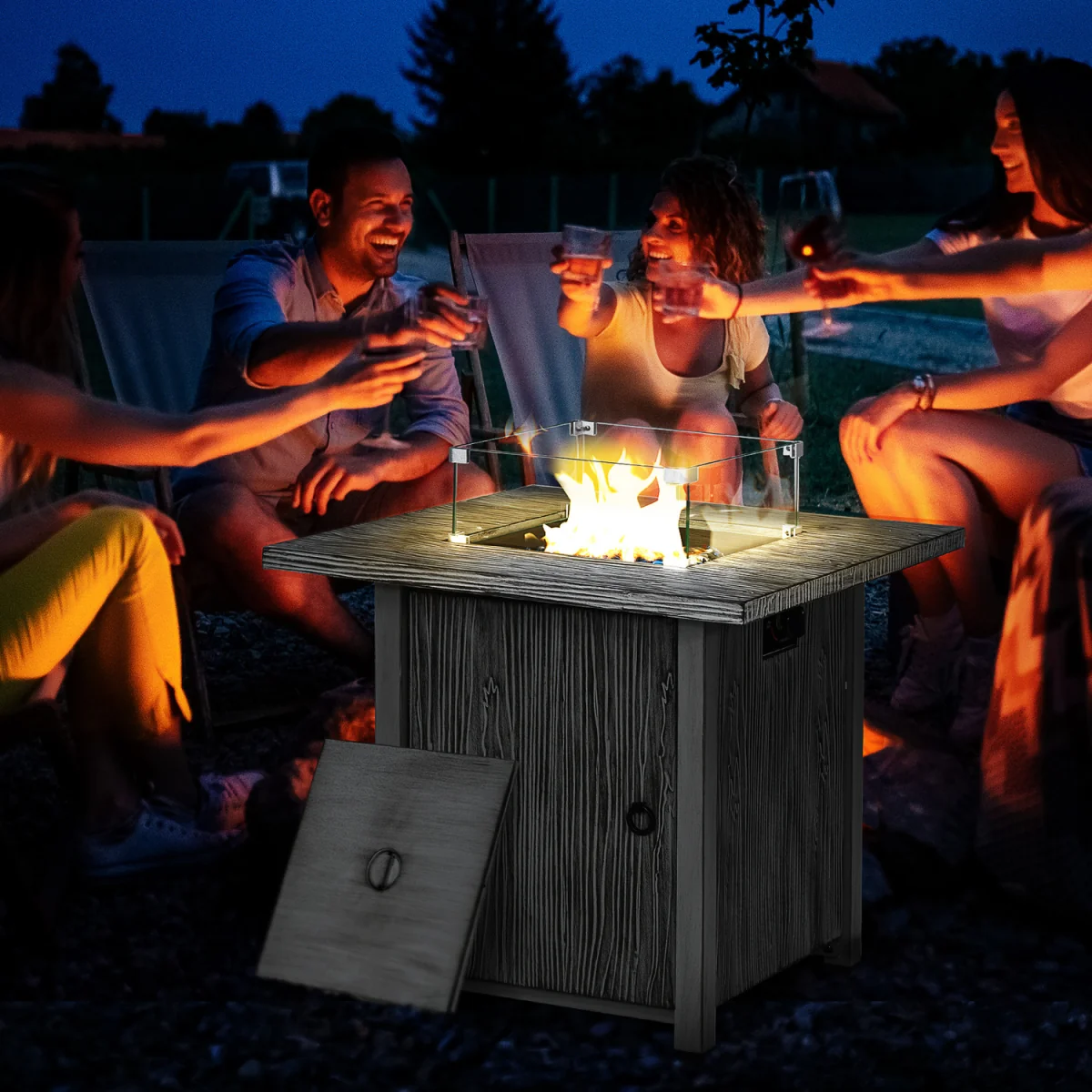 40,000 BTU Propane Gas Fire Pit Table - Grey – image 3