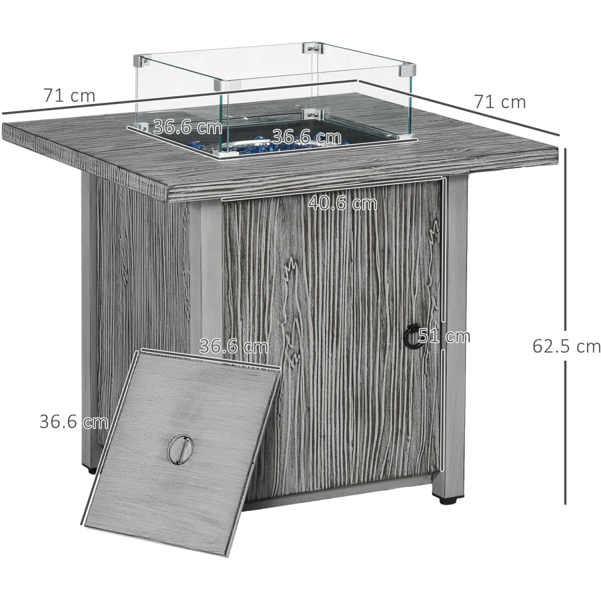 40,000 BTU Propane Gas Fire Pit Table - Grey – image 4