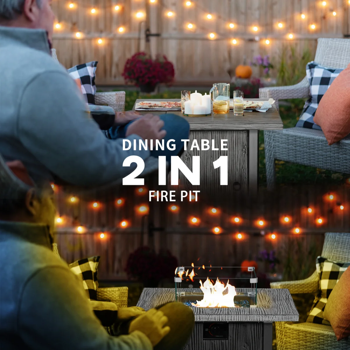 40,000 BTU Propane Gas Fire Pit Table - Grey – image 5
