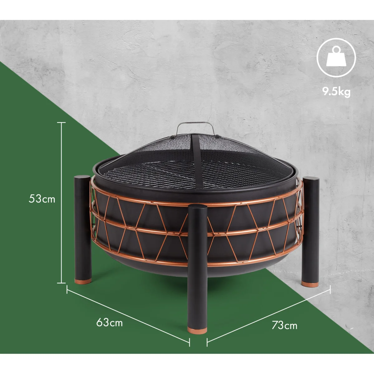 Fire Pit with BBQ Cooking Grill - Black – image 2