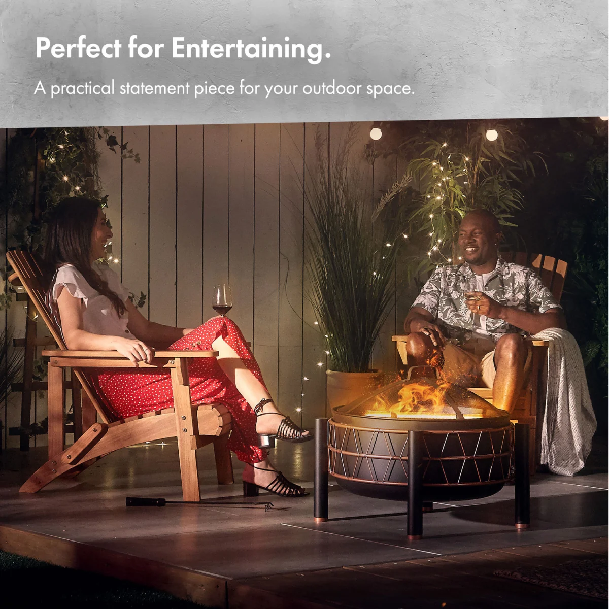 Fire Pit with BBQ Cooking Grill - Black – image 4