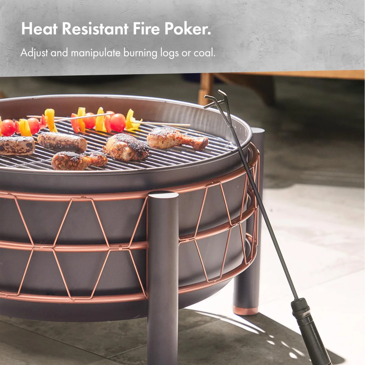Fire Pit with BBQ Cooking Grill - Black – image 6