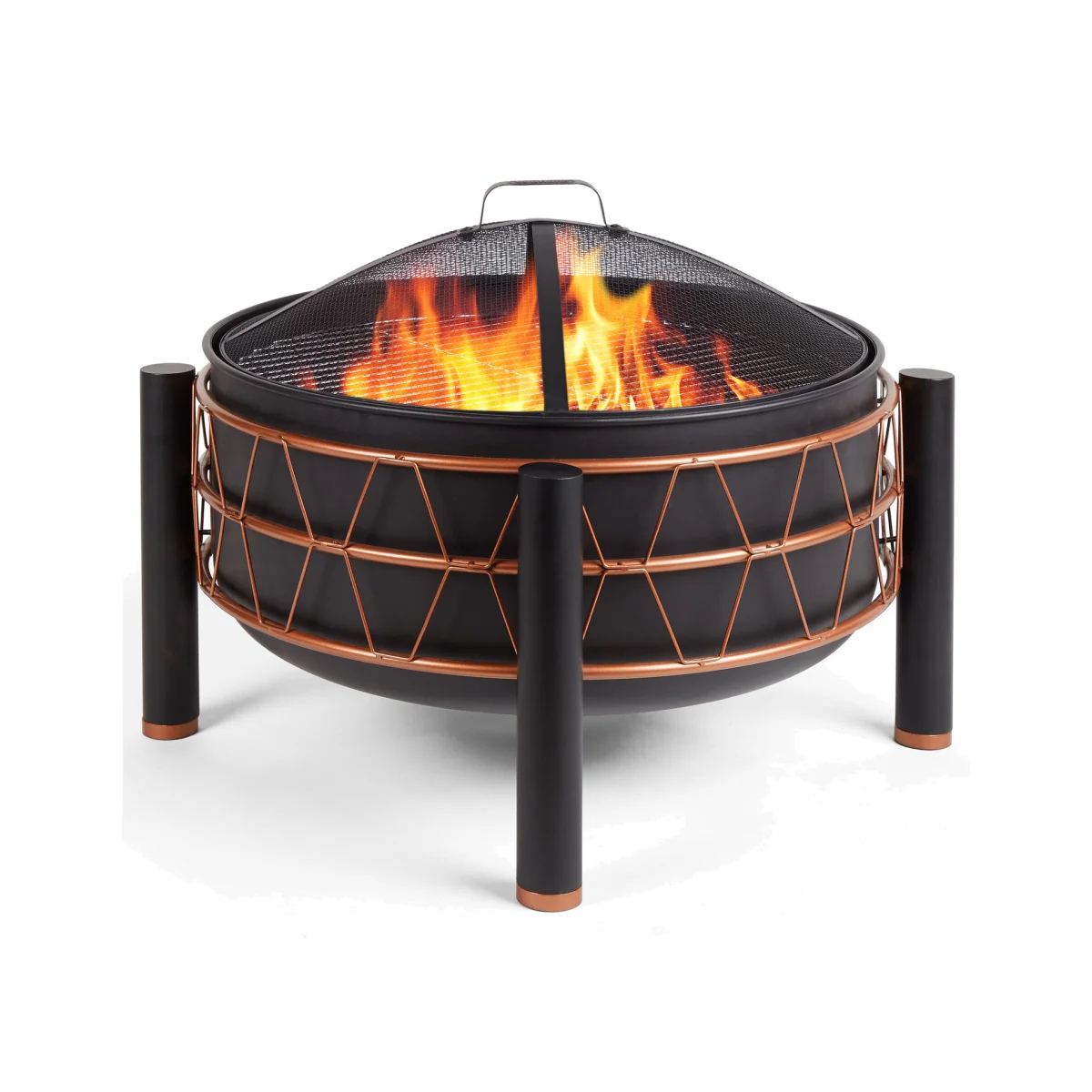 Fire Pit with BBQ Cooking Grill - Black – image 1