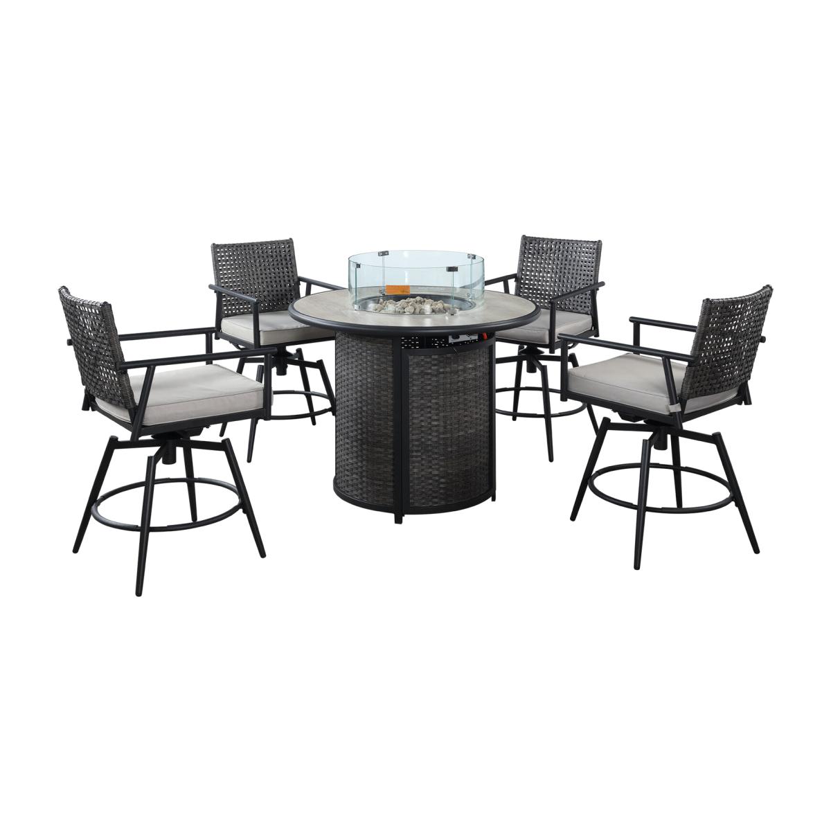 Rica 5 Piece Firepit Dining Set