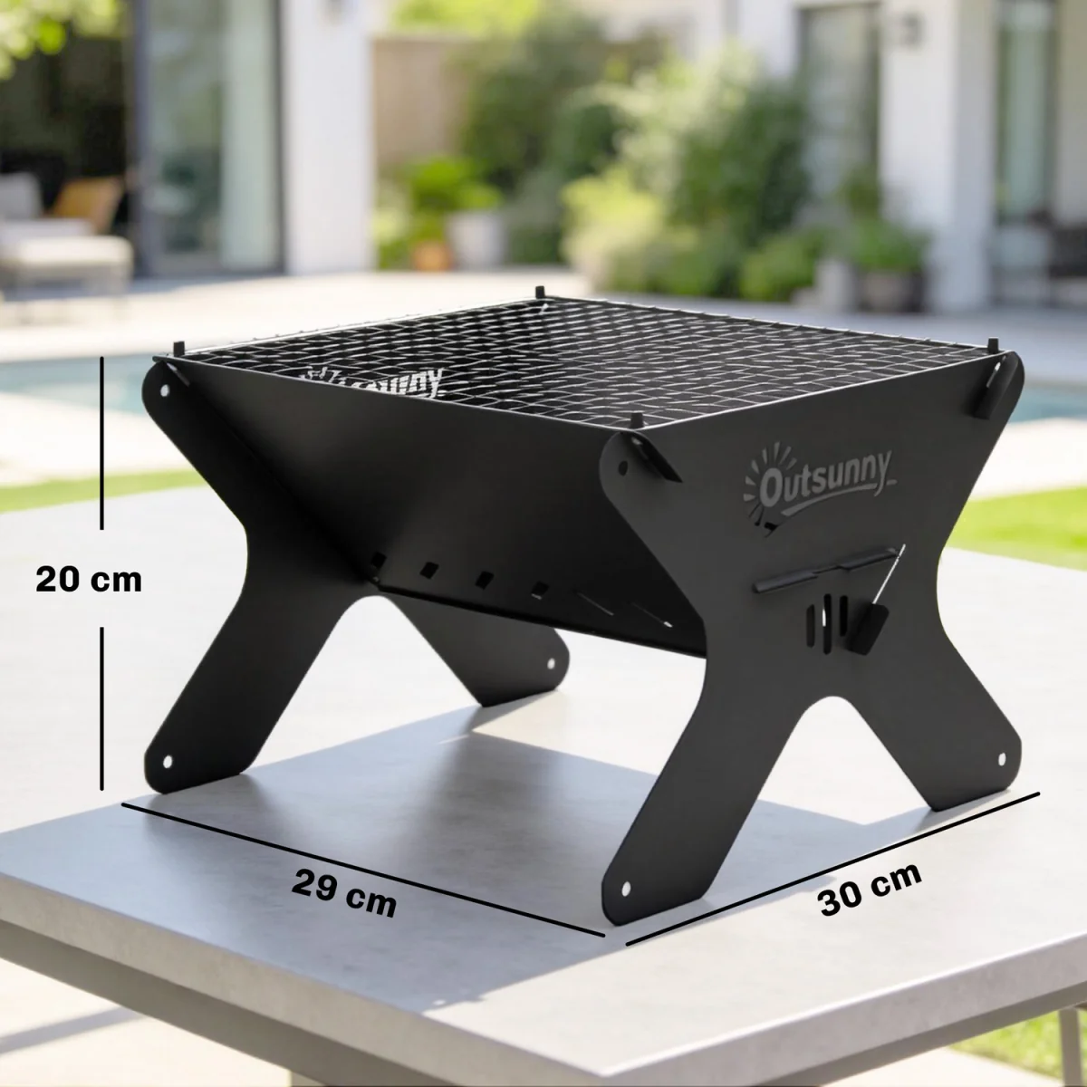 Outsunny 2-In-1 Portable BBQ Grill and Camping Fire Pit - Black – image 2