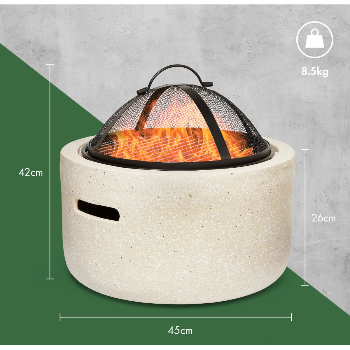 Faux Concrete Fire Pit with BBQ Grill - Beige – image 6
