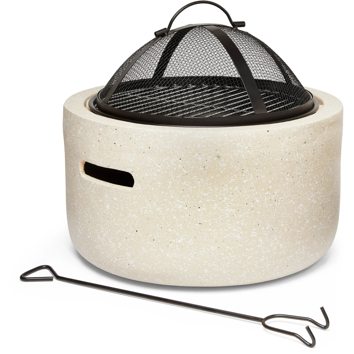 Faux Concrete Fire Pit with BBQ Grill - Beige – image 7
