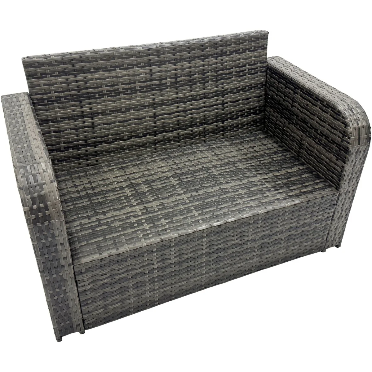 Fimous 7-Seater Rattan Gas Fire Pit Dining Set, Dark Grey - Dark grey mixed rattan with dark grey fabric – image 4