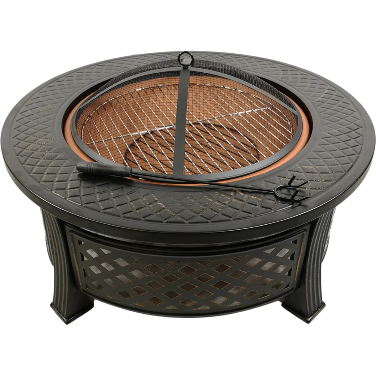Round Garden Fire Pit BBQ Grill - Black – image 9
